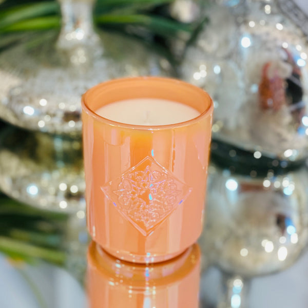 Load image into Gallery viewer, HARMONY orange iridescent OPAL ROAD scented candle.