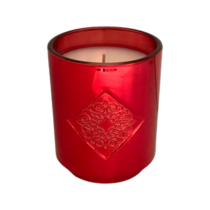 HOPE red metallic OPAL ROAD scented holiday candle.