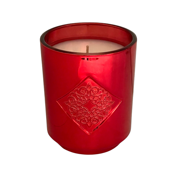 Load image into Gallery viewer, HOPE red metallic OPAL ROAD scented holiday candle.