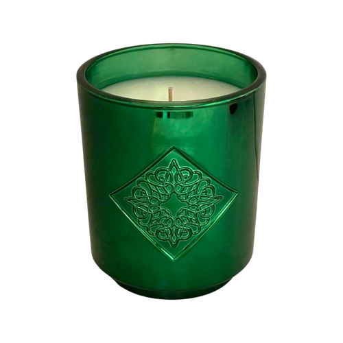 WONDER green metallic OPAL ROAD scented holiday candle.