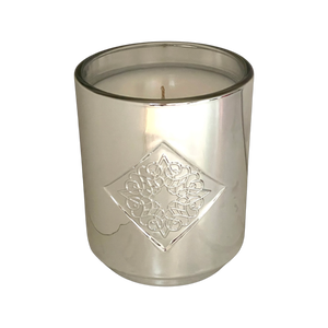 Grace silver OPAL ROAD scented candle with white background