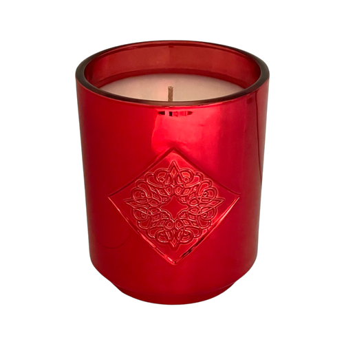 HOPE red metallic OPAL ROAD scented holiday candle.